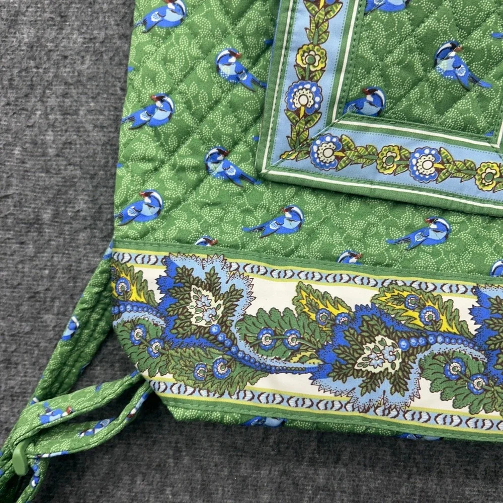 Vera Bradley Original Drawstring Backpack Green Birds
